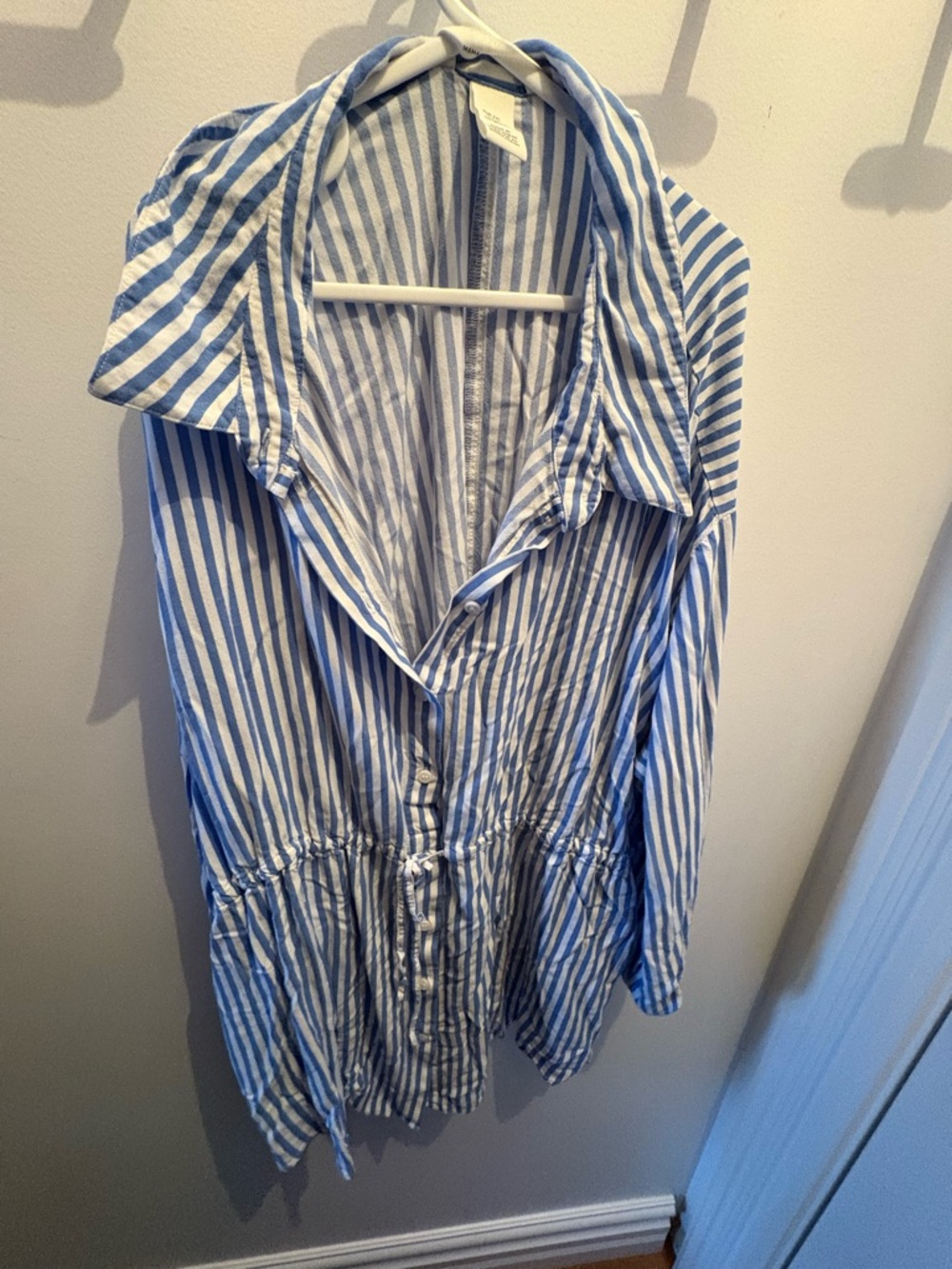 Blue and White Striped Button-Front shirt